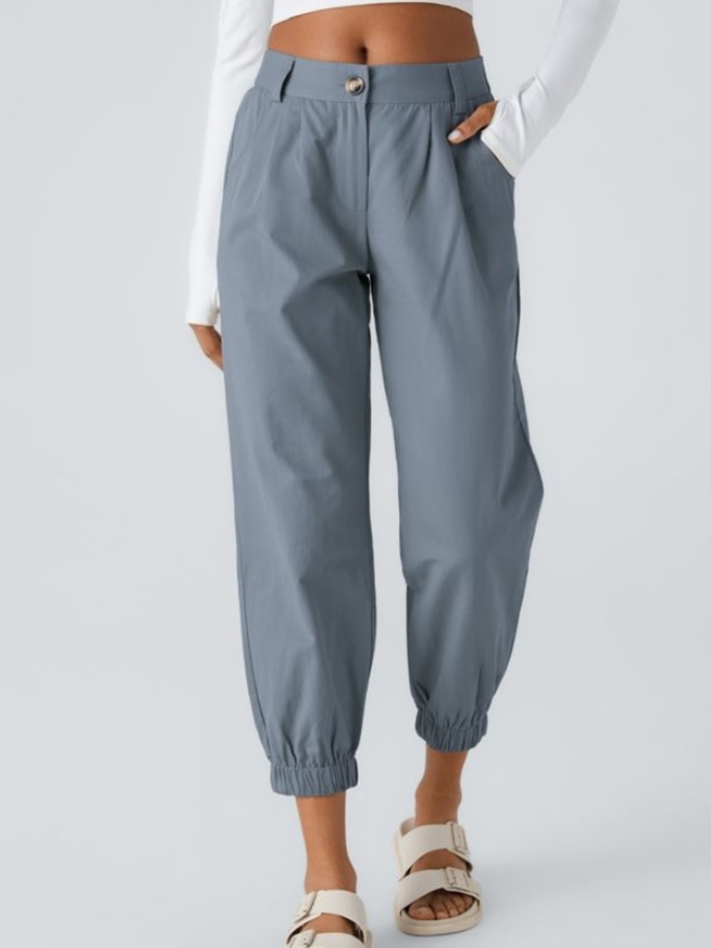 Halara Mid Rise Casual Joggers with Pockets Ashley blue size Large